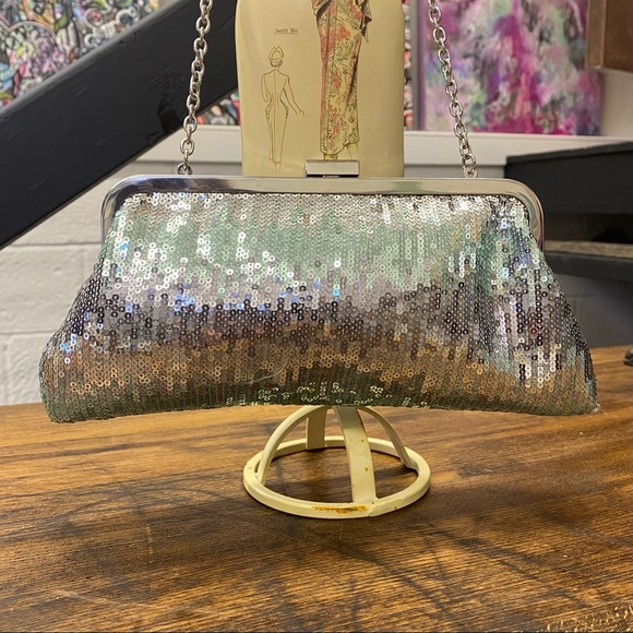 Sequin Ombré Turquoise & Silver Clutch - Picture 2 of 4